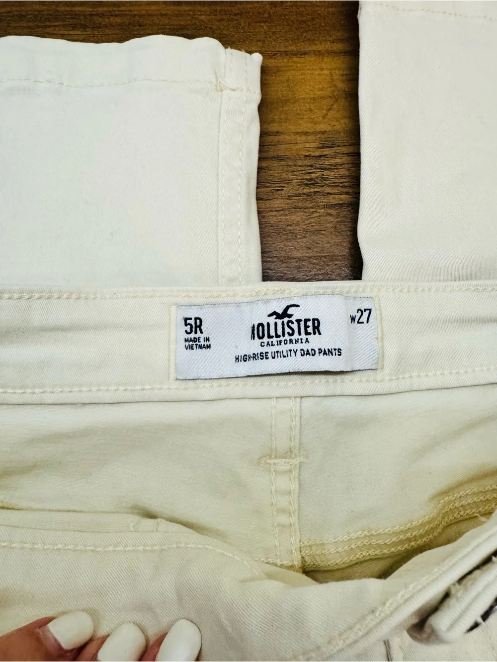 Hollister High Rise Utility Dad Pants Cream Ivory Cargo W27 5R Y2K Baggy